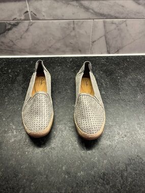 Clarks Perforated Slip-On Loafers with Tan Outsole